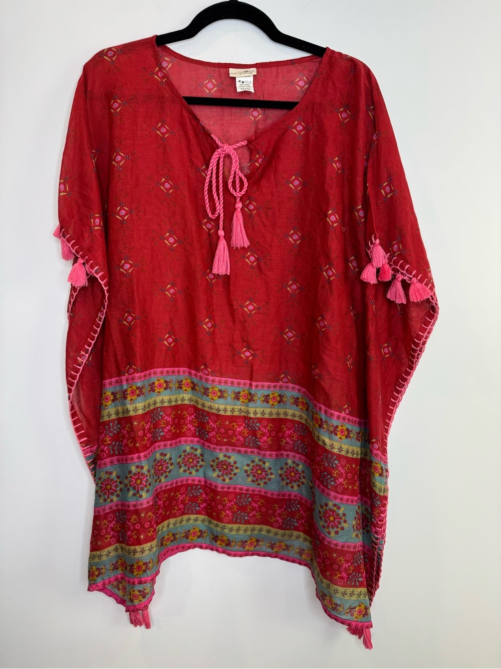 Natural Life Poncho sunshine OS Fringe Tassles Boho Beach 100% Cotton summer
